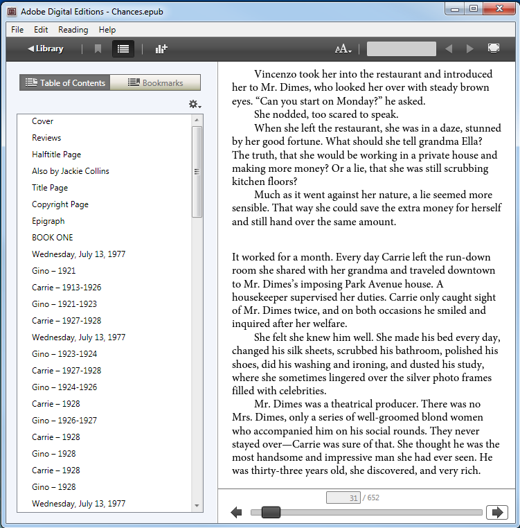 A simple block-style scene-break in Jackie Collins' "Chances," shown here in ePUB format.&nbsp;
