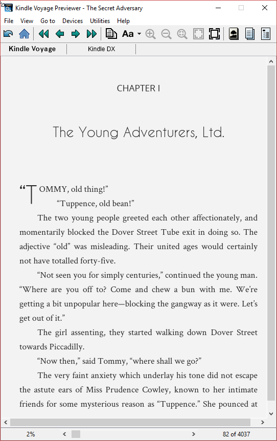 This older Kindle Previewer, 2.9.xx, is more demonstrative as to how the real devices will look, in line-heights. As you will see when you open your own Kindle Previewer, 3.xx, the line-heights will look MUCH larger.