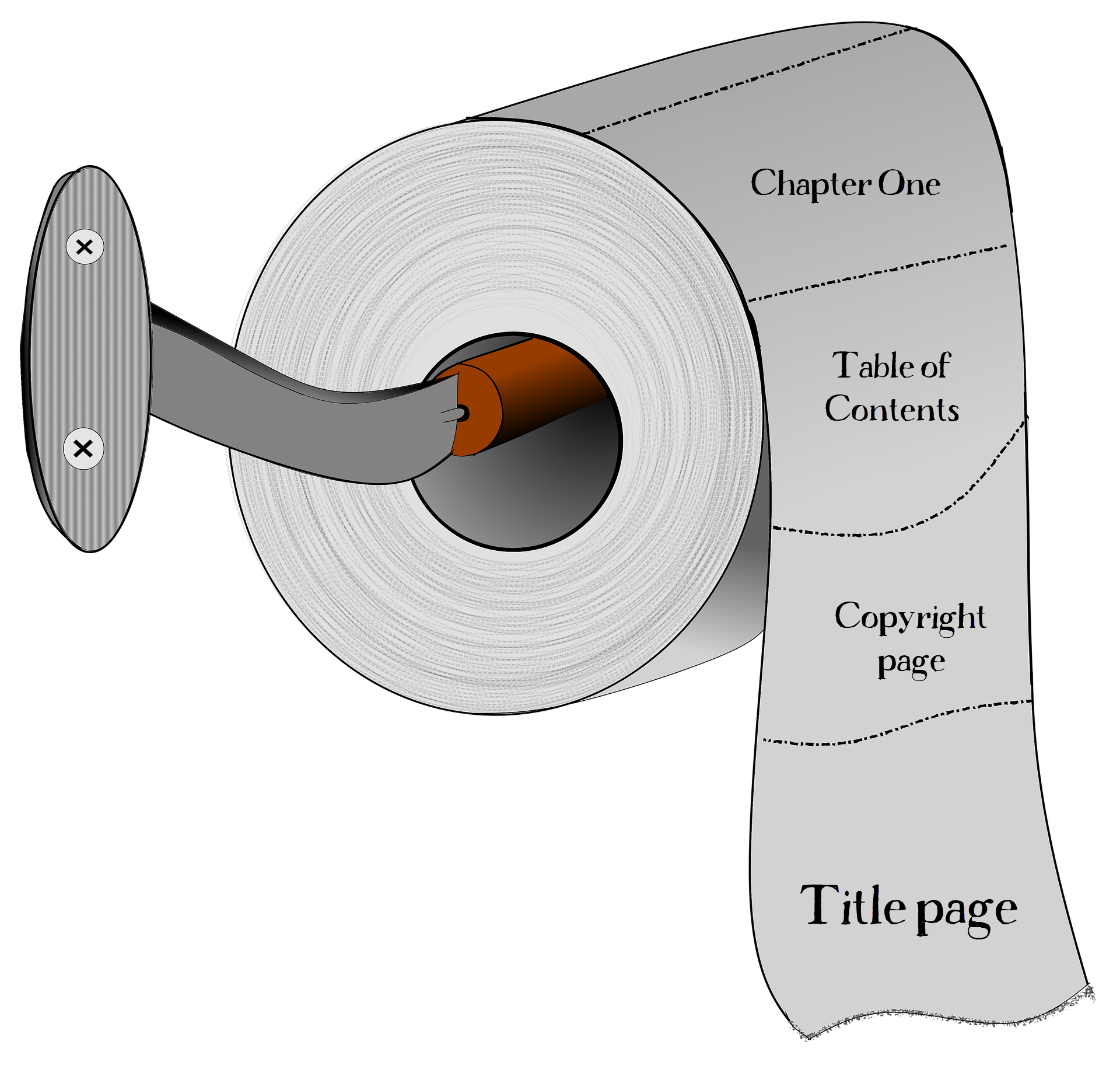 Think of the dotted lines as not being visible--being created by what we do, in the HTML, to make the individual sections or chapters appear to be "pages." But they don't, in reality, exist. The content scrolls down, or sideways, or through, the eReader, and everything that makes it appear to be a "page" is done via coding or via the device's programming.&nbsp;